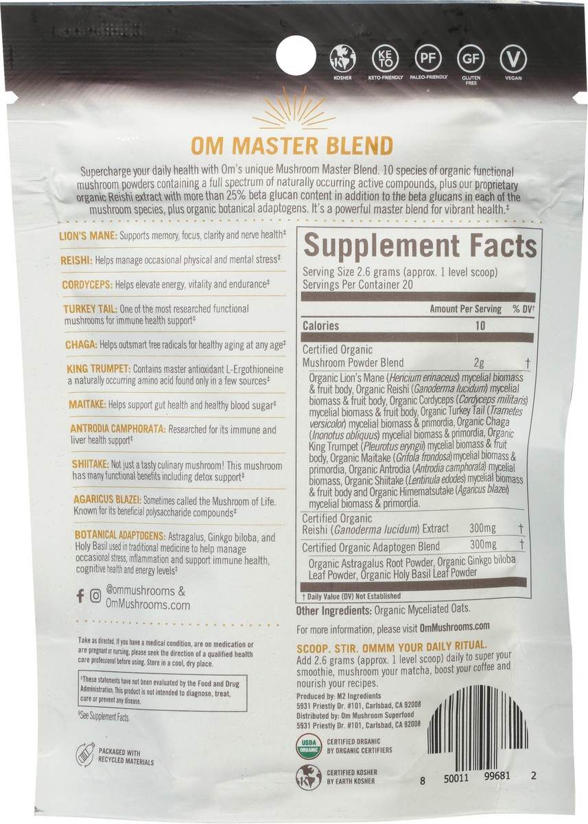 slide 14 of 14, Om Master Blend Mushrooms & Adaptogens 2.22 oz, 2.22 oz