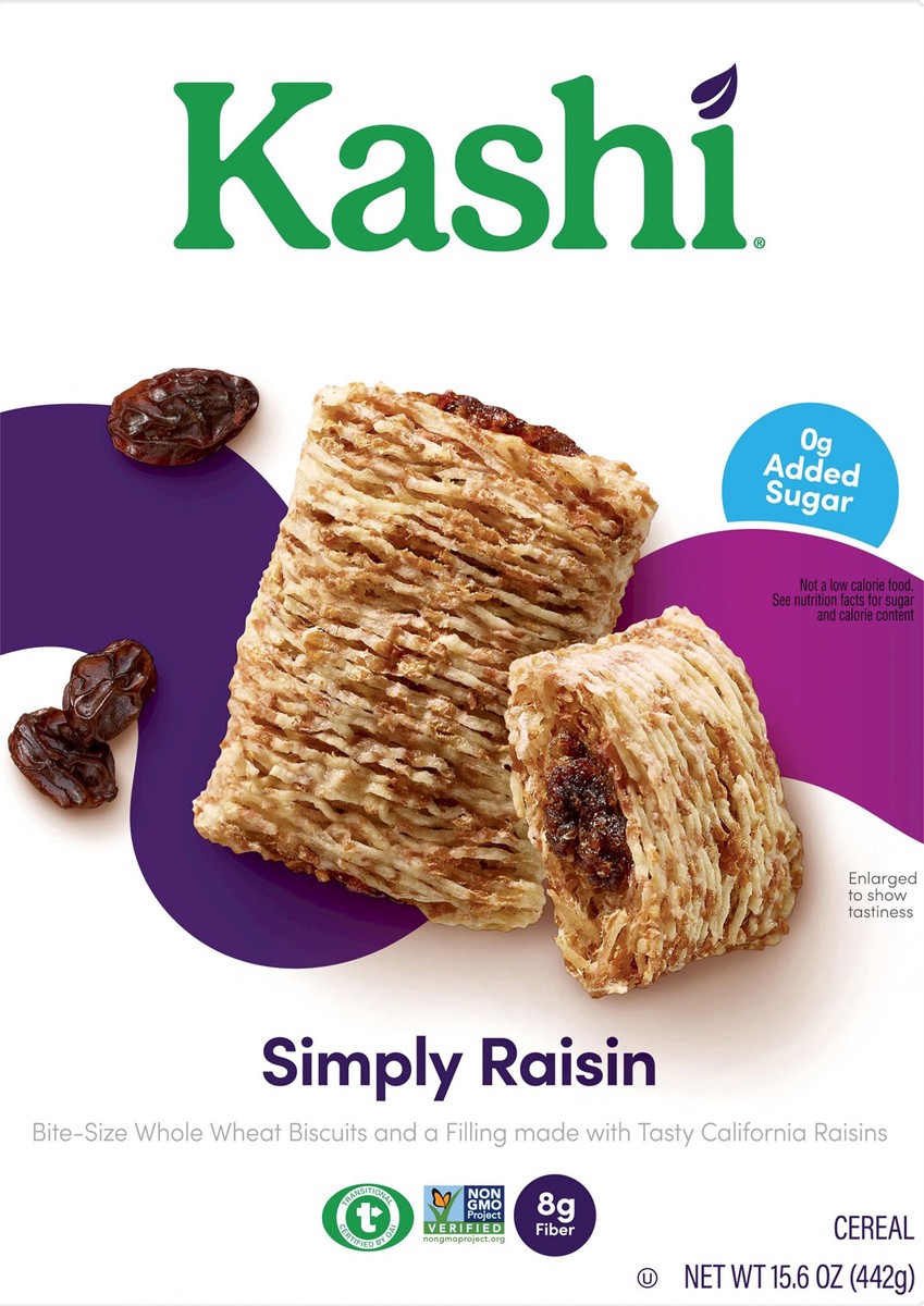 slide 7 of 14, Kashi Cold Breakfast Cereal, Vegan, Fiber Cereal, Simply Raisin, 15.6oz Box, 1 Box, 15.6 oz