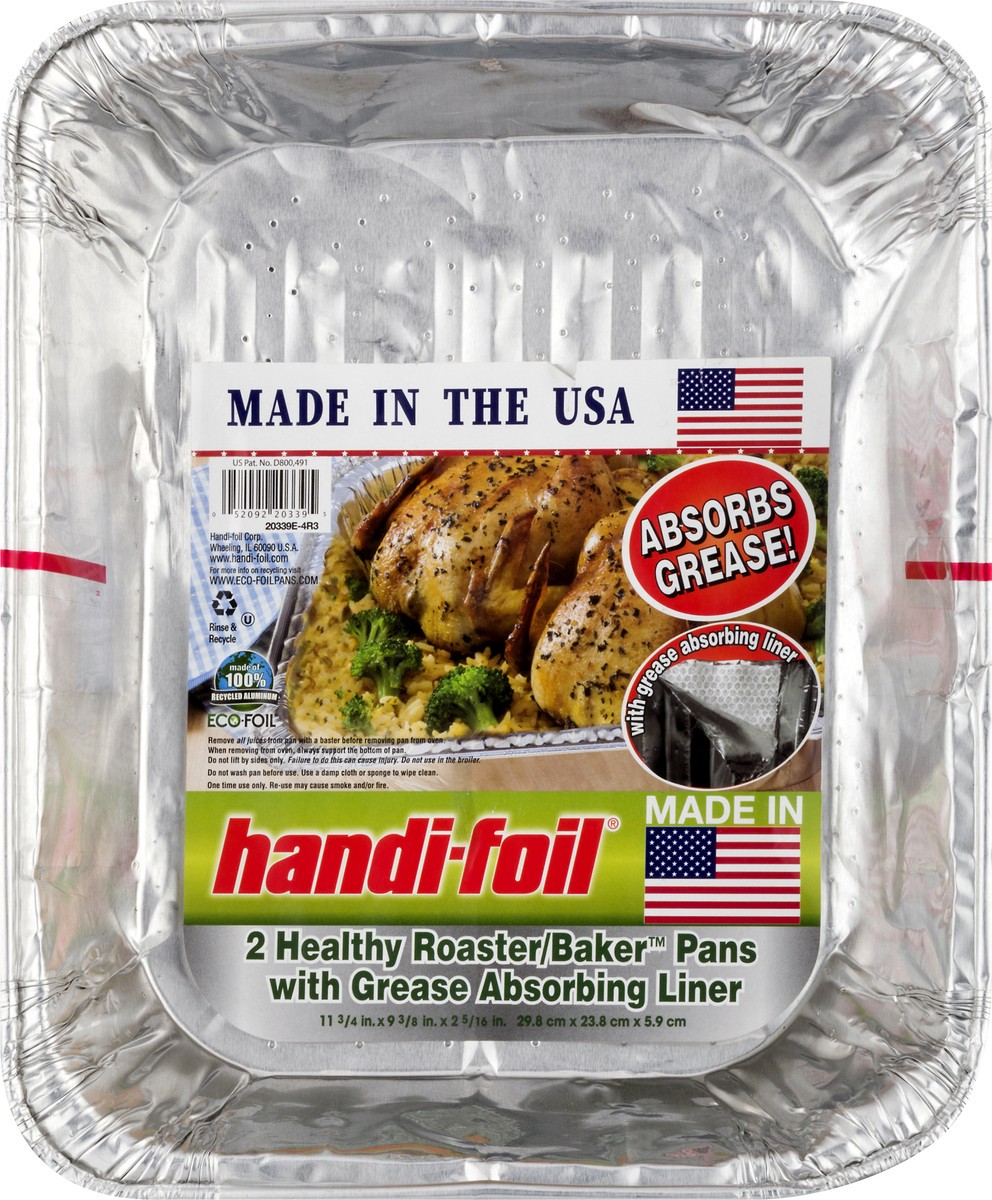 slide 1 of 4, Handi-foil with Grease Absorbing Liner Healthy Roaster Baker Pans 1 ea, 1 ct