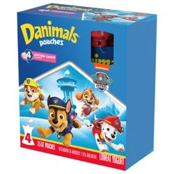 Danimals Pouches Cotton Candy Squeezable Yogurt, Creamy and Delicious Low Fat Snacks for Kids, 4 Ct, 3.5 oz Pouches​​