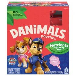Danimals Pouches Cotton Candy Squeezable Yogurt, Creamy and Delicious Low Fat Snacks for Kids, 4 Ct, 3.5 oz Pouches