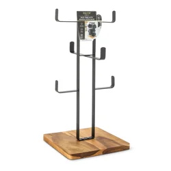 Core Bamboo Brooklyn Steel Mug Tree with Acacia Base