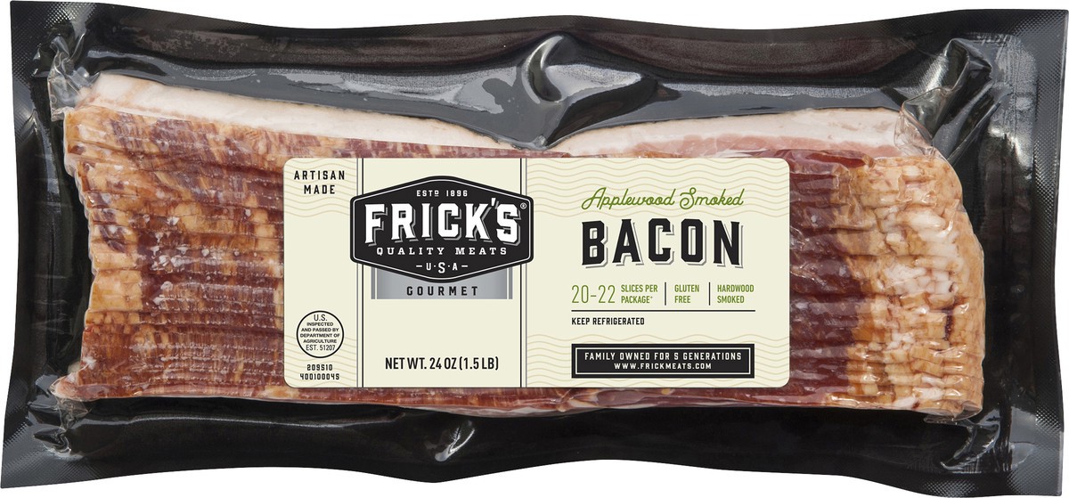 slide 2 of 7, Frick's Fricks Smoked Applewood Bacon, 1 ct