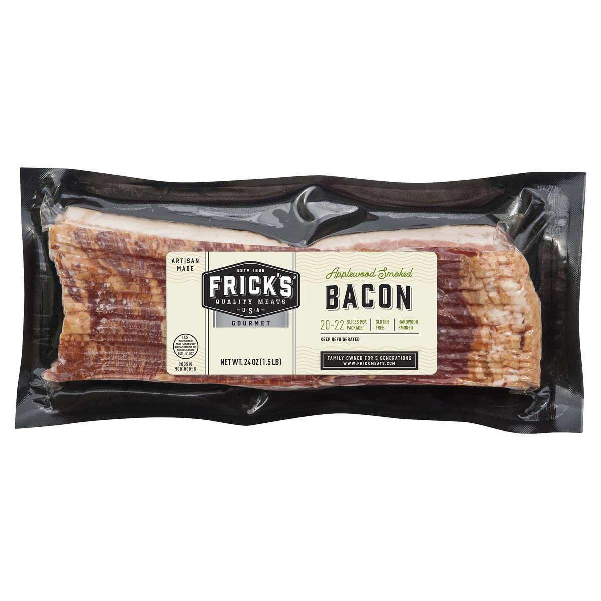 slide 7 of 7, Frick's Fricks Smoked Applewood Bacon, 1 ct