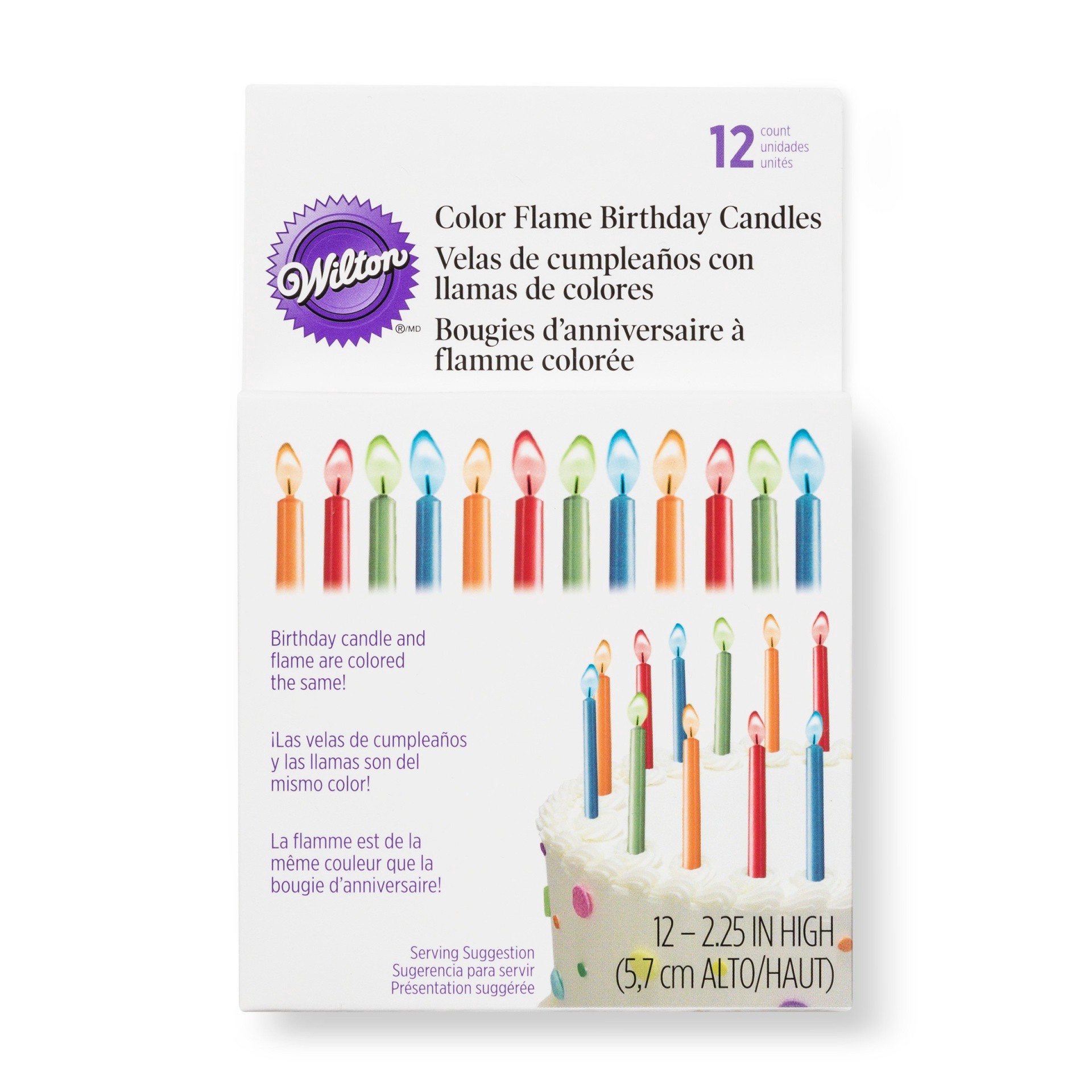 slide 1 of 1, Wilton Color Flame Birthday Candles, 12 ct