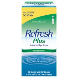Refresh Plus Lubricant Eye Drops Non-Preserved Tears, 70 Single-Use Containers, 0.01 fl oz (0.4 mL)