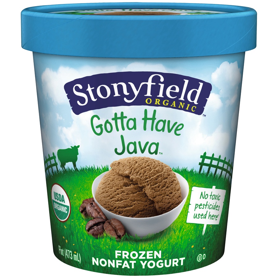 slide 1 of 1, Stonyfield Frozen Yogurt, Nonfat, Gotta Have Java, 1 pint