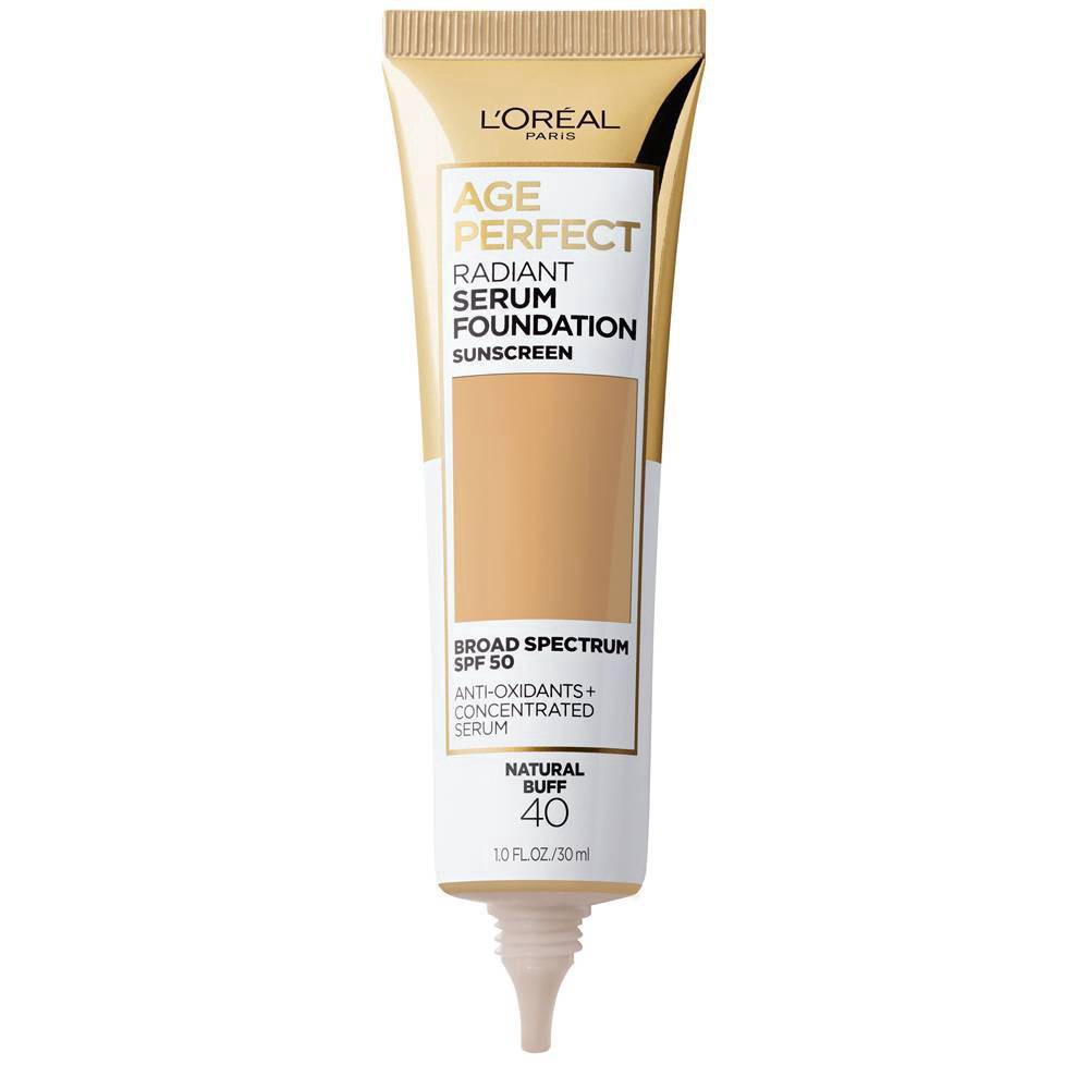 slide 3 of 7, L'Oréal Age Perfect Radiant Serum Foundation With Spf 50, Natural Buff, 1 oz
