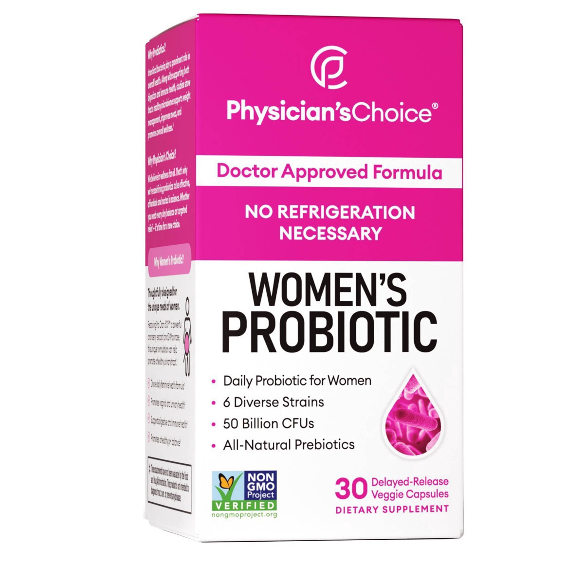 slide 8 of 8, Physicians Choice Women's Probiotic 30 Delayed-Release Veggie Capsules, 30 ct