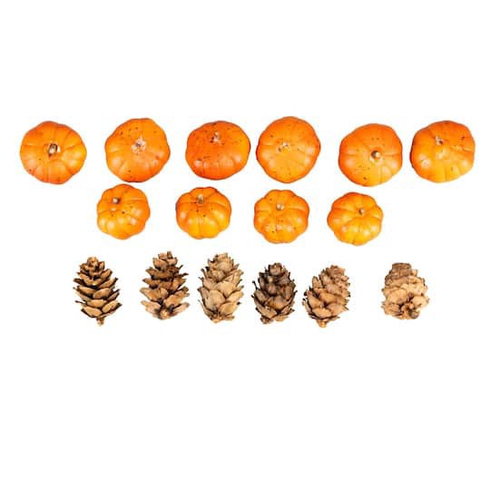 slide 1 of 1, Pumpkin & Pinecone Mix Decorative Components By Ashland, 6.3 in x 5.91 in x 1.18 in