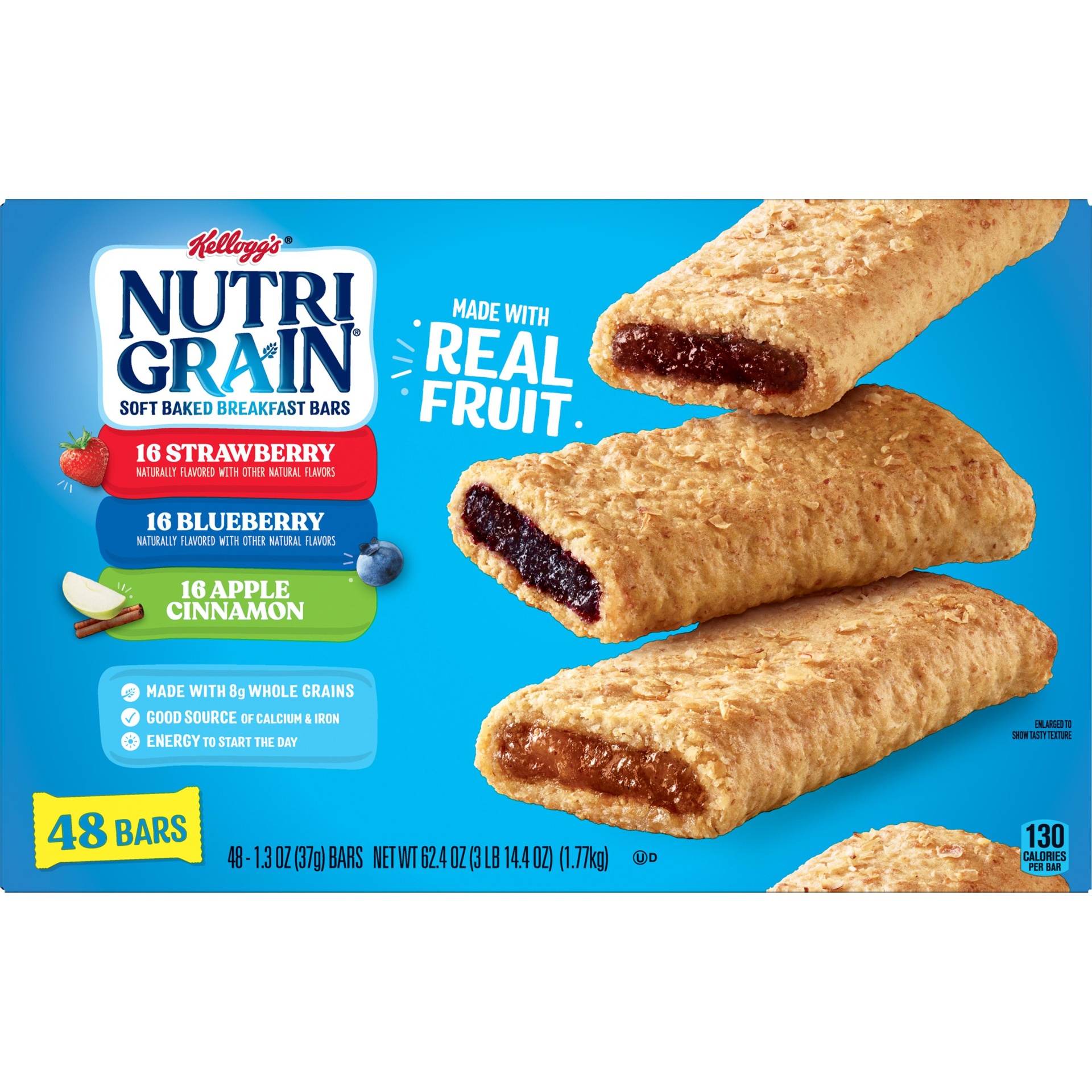 NutriGrain Soft Baked Breakfast Bars Variety Pack, Made with Real