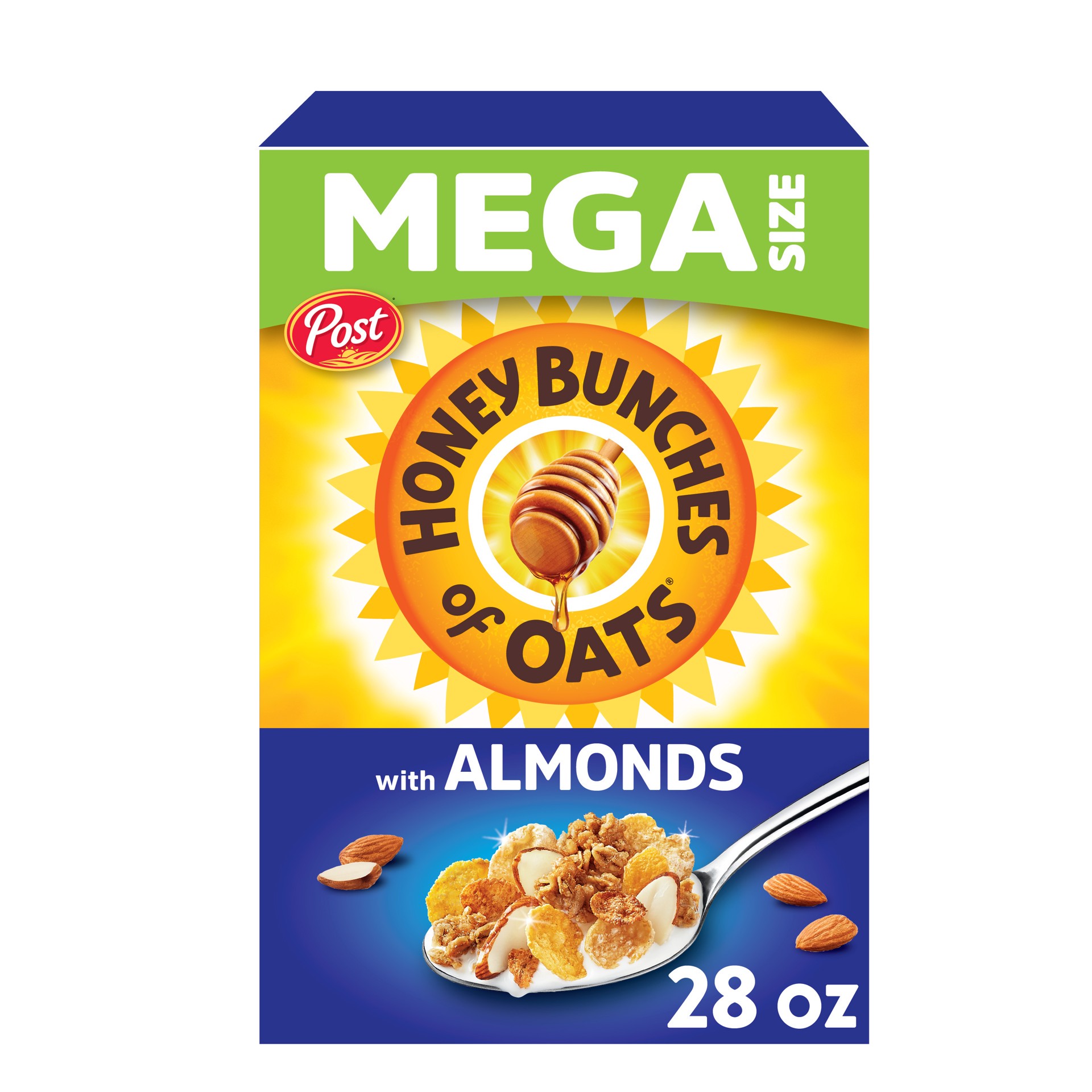 slide 1 of 9, Post Honey Bunches of Oats with Almonds Breakfast Cereal, 28 OZ Box, 28 oz