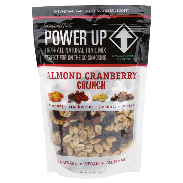 slide 1 of 1, Gourmet Nut Power Up Trail Mix All Natural Almond Cranberry Crunch, 14 oz