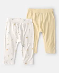 Carter's Baby 2-Pack Constellation PurelySoft Pants - Yellow/Cream 3M