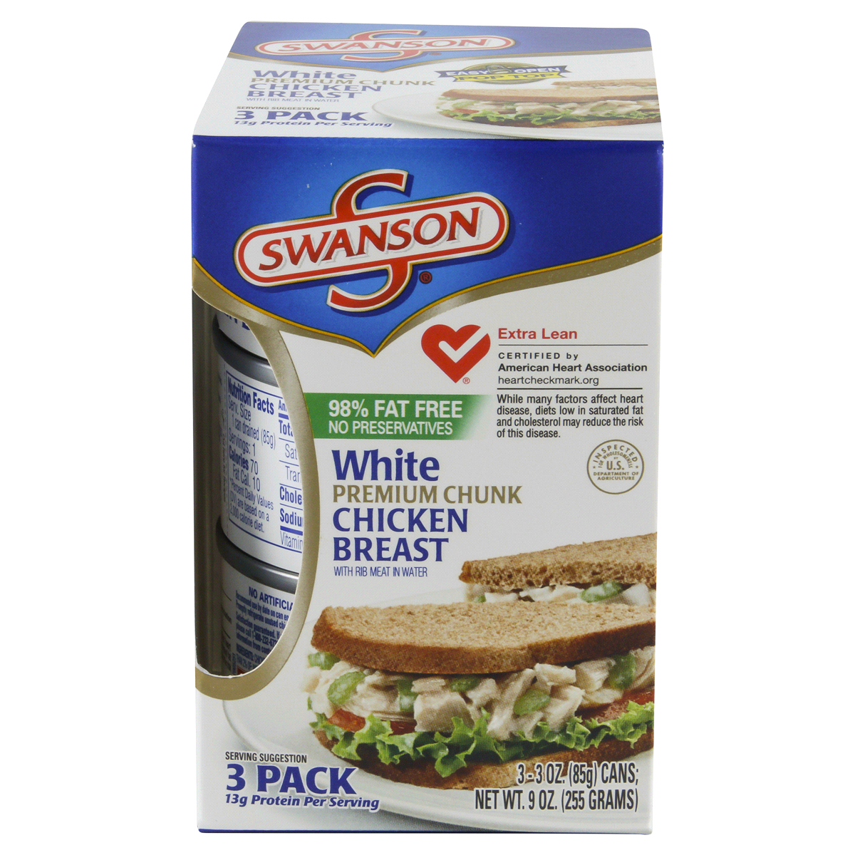 slide 4 of 6, Swanson White Meat Chicken Breast, 3 ct; 3 oz