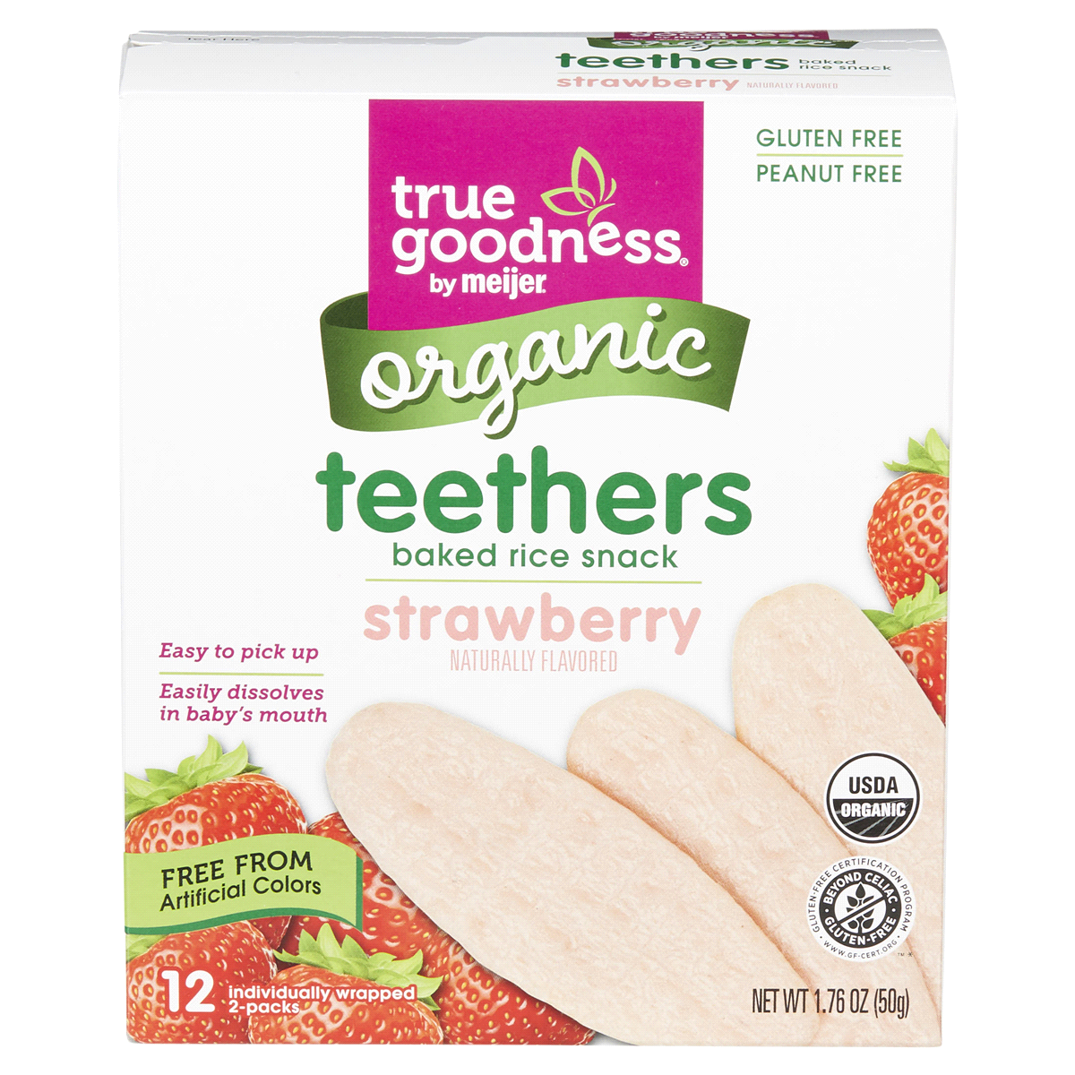 slide 1 of 29, True Goodness Organic Teethers Strawberry, 1.76 oz