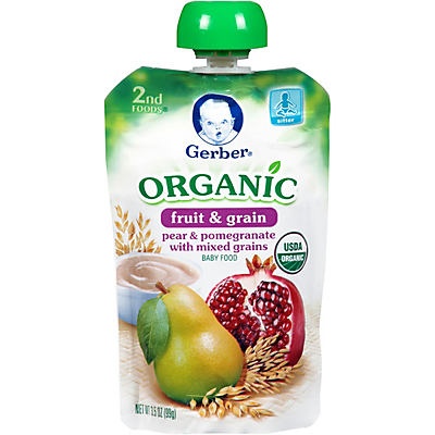 slide 1 of 1, Gerber Organic 2nd Foods Baby Food, Pear & Pomegranate with Mixed Grains, 3.5 oz