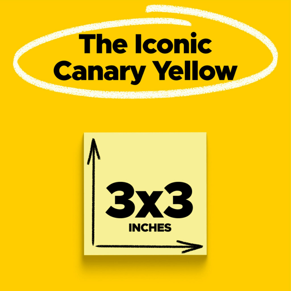 slide 2 of 7, Post-it Notes Su Sticky 3 x 3 Su Sticky Notes- Canary Yellow (12 Pads pk), 1 ct