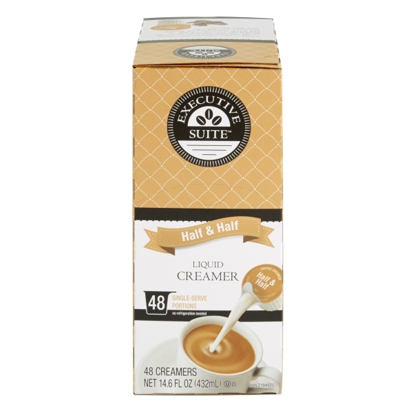 slide 1 of 10, Executive Suite Half And Half Liquid Coffee Creamer Singles, 0.38 Oz, Box Of 48 Coffee Creamers, 48 ct