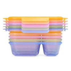 Ello Snap and Nest 3 Compartment 10 Piece Plastic Divided Meal Prep Food Storage Container Set