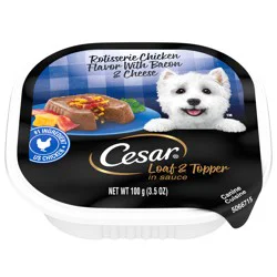 Cesar Loaf & Topper Rotisserie Chicken Flavor with Bacon and Cheese in Sauce Canine Cuisine 3.5 oz