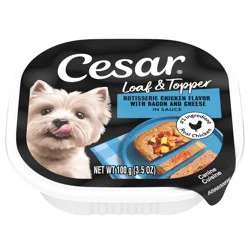 Cesar Loaf & Topper Rotisserie Chicken Flavor with Bacon and Cheese in Sauce Canine Cuisine 3.5 oz