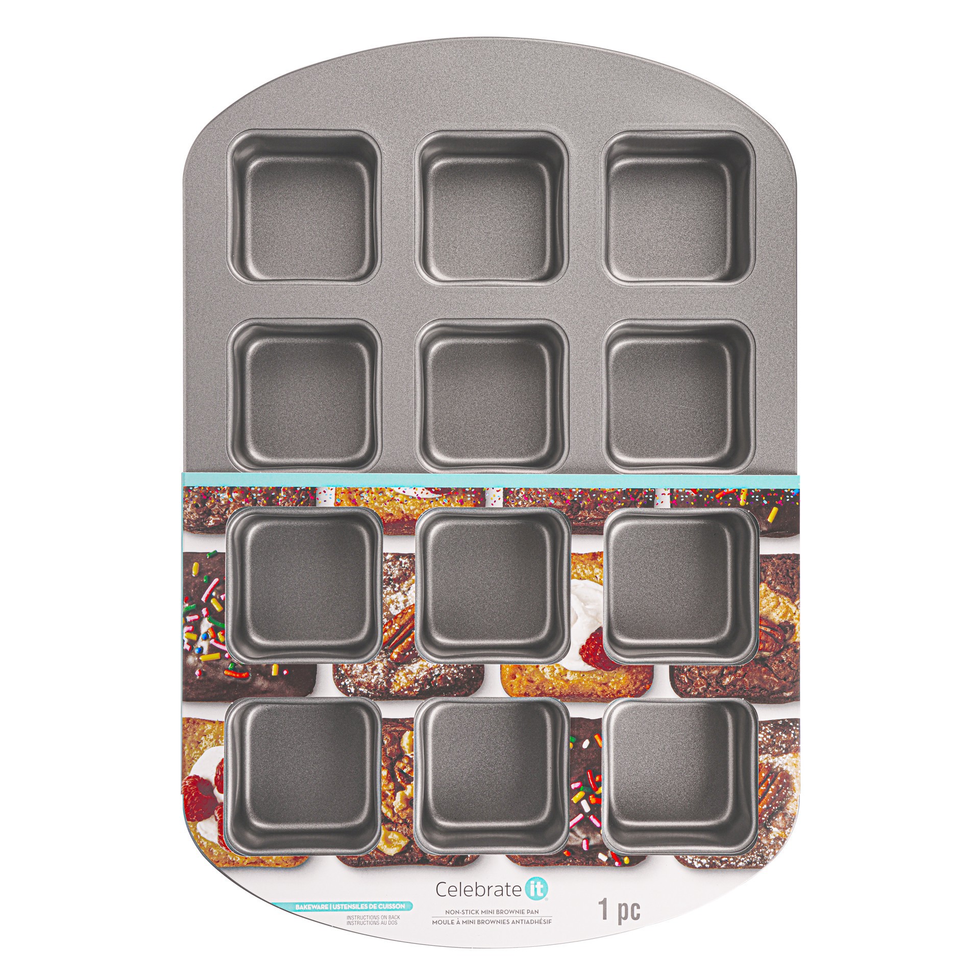 slide 2 of 7, Non-Stick Mini Brownie Pan By Celebrate It, 10.6 in x 15.7 in x 1.55 in