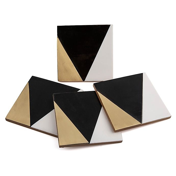 slide 1 of 2, Thirstystone Resin Square Coasters with Brass Inlay, 4 ct