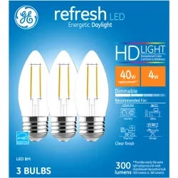 GE Refresh HD LED 40W EQ Clear Decorative Medium Base Blunt Tip Dimmable Light Bulb 3-Pack