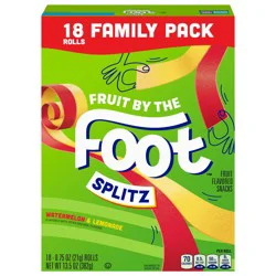 Fruit by the Foot Splitz Watermelon & Lemonade Fruit Flavored Snacks 18 Count Family Pack, 13.5 OZ