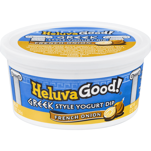 slide 1 of 1, Heluva Good! French Onion Greek Style Yogurt Dip Tub, 12 oz