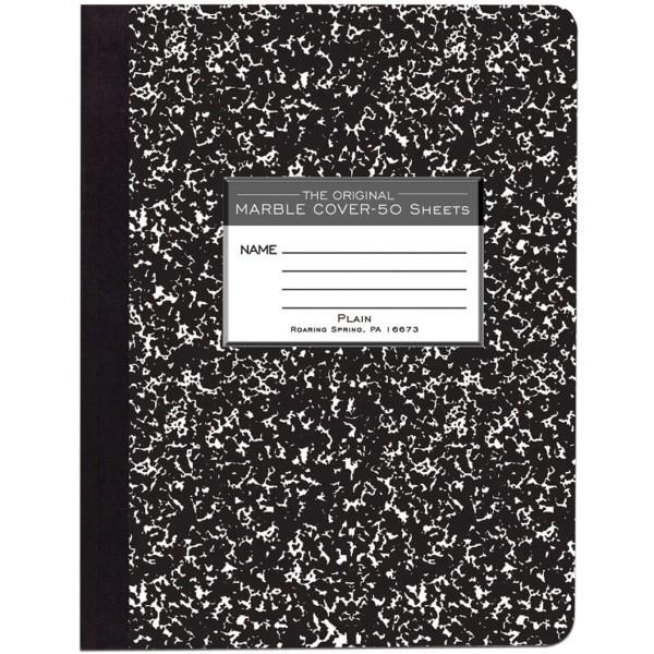 slide 2 of 5, Roaring Spring® Composition Notebook, 9 3/4"" x 7 1/2"", 50 Sheets, 100 Pages, Black Marble, 1 ct