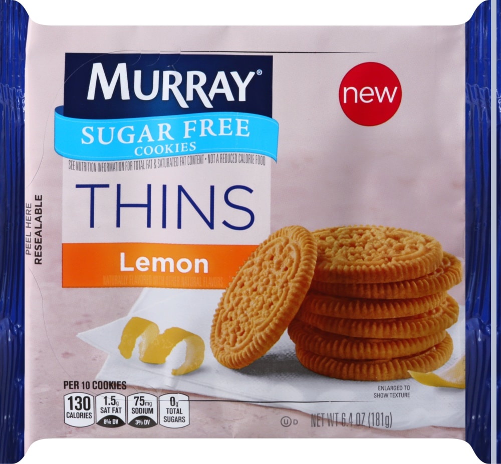 slide 1 of 1, Murray Lemon Thins Sugar Free Cookies, 6.4 oz