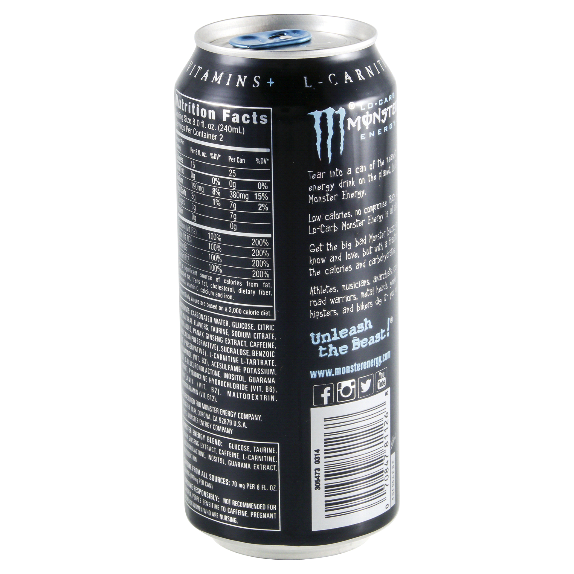 slide 11 of 13, Monster Lo-Carb Energy Drink 16 fl oz, 16 oz