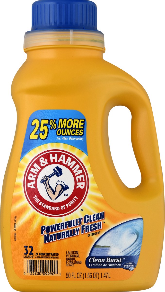 slide 8 of 9, Arm & Hammer Clean Burst, 32 Loads Liquid Laundry Detergent, 50 Fl oz, 50 fl oz