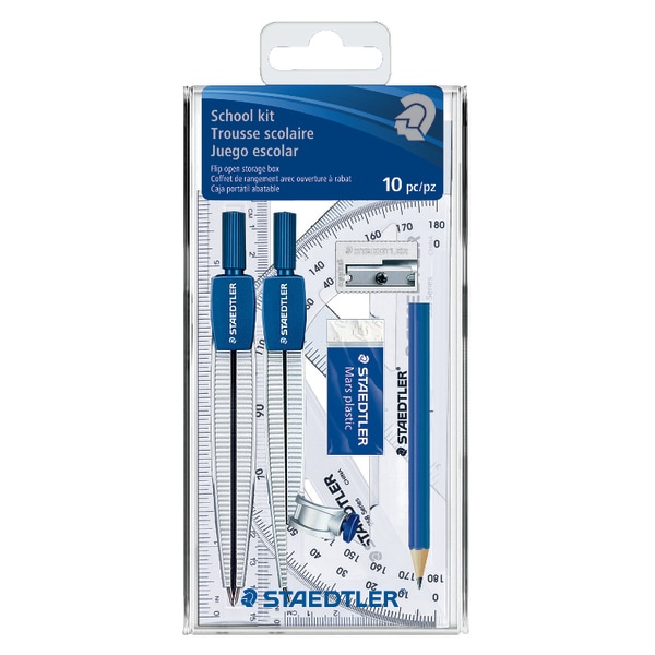 slide 1 of 1, STAEDTLER 10-Piece Math Set, Blue, 1 ct