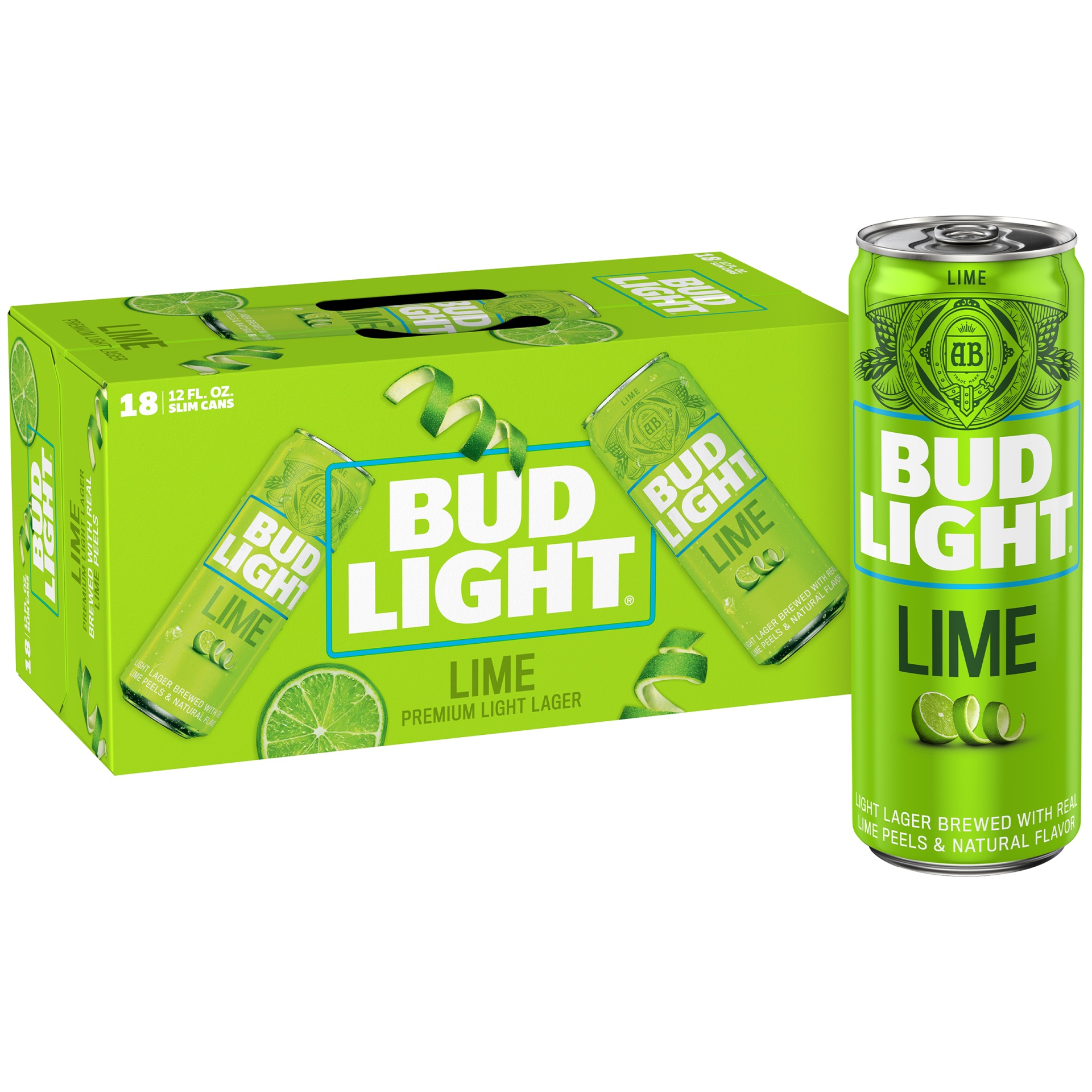 slide 1 of 1, Bud Light Lime Beer Beer, 18 ct; 12 fl oz