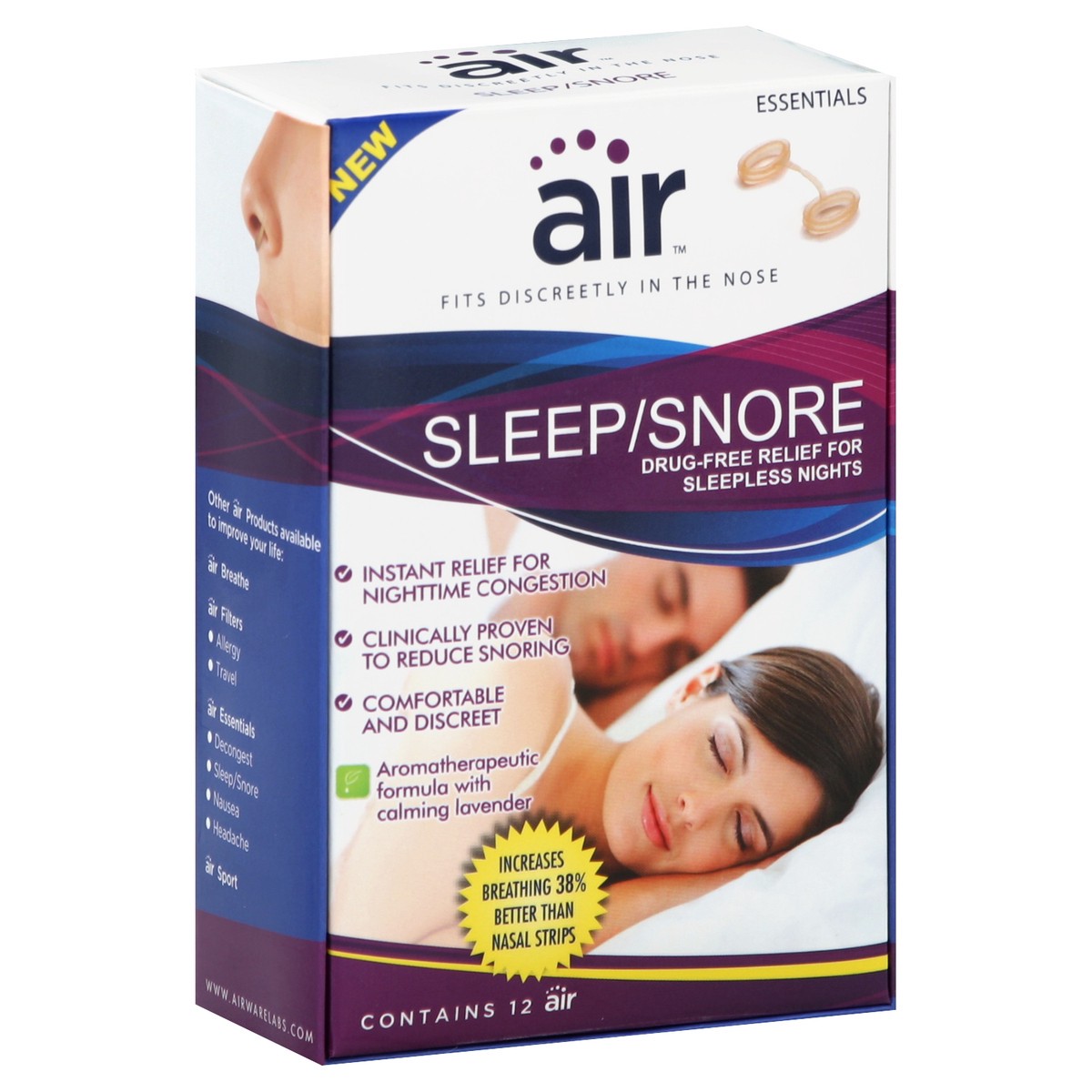 slide 3 of 5, air Sleep/Snore 12 ea, 12 ct