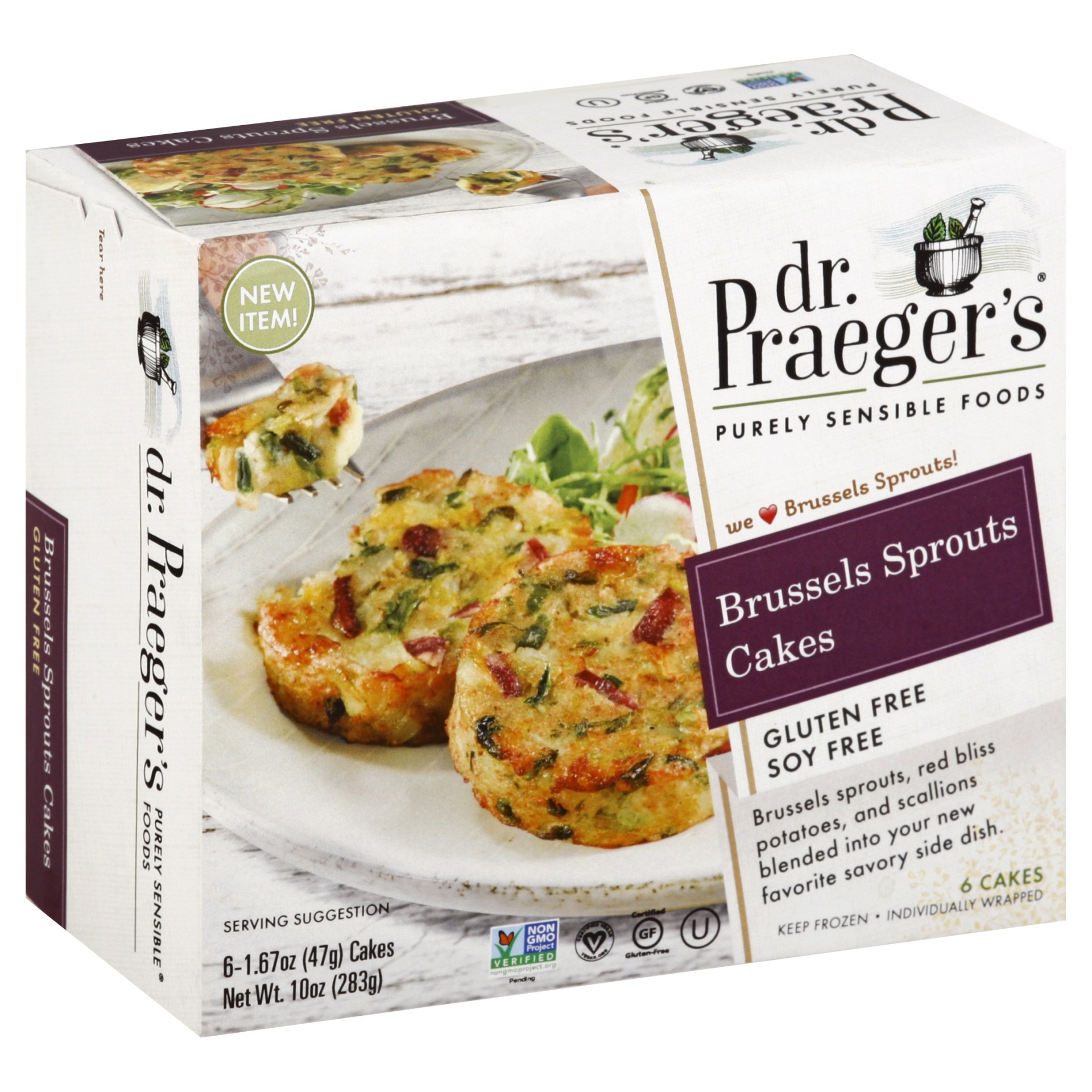 slide 1 of 1, Dr. Praeger's Brussel Sprout Cakes, 10 oz