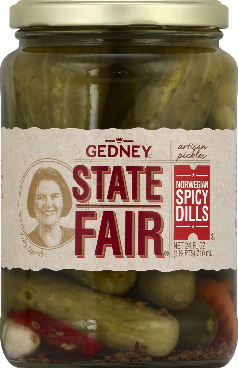 slide 2 of 2, Gedney State Fair Norwegian Hot Dills, 24 oz