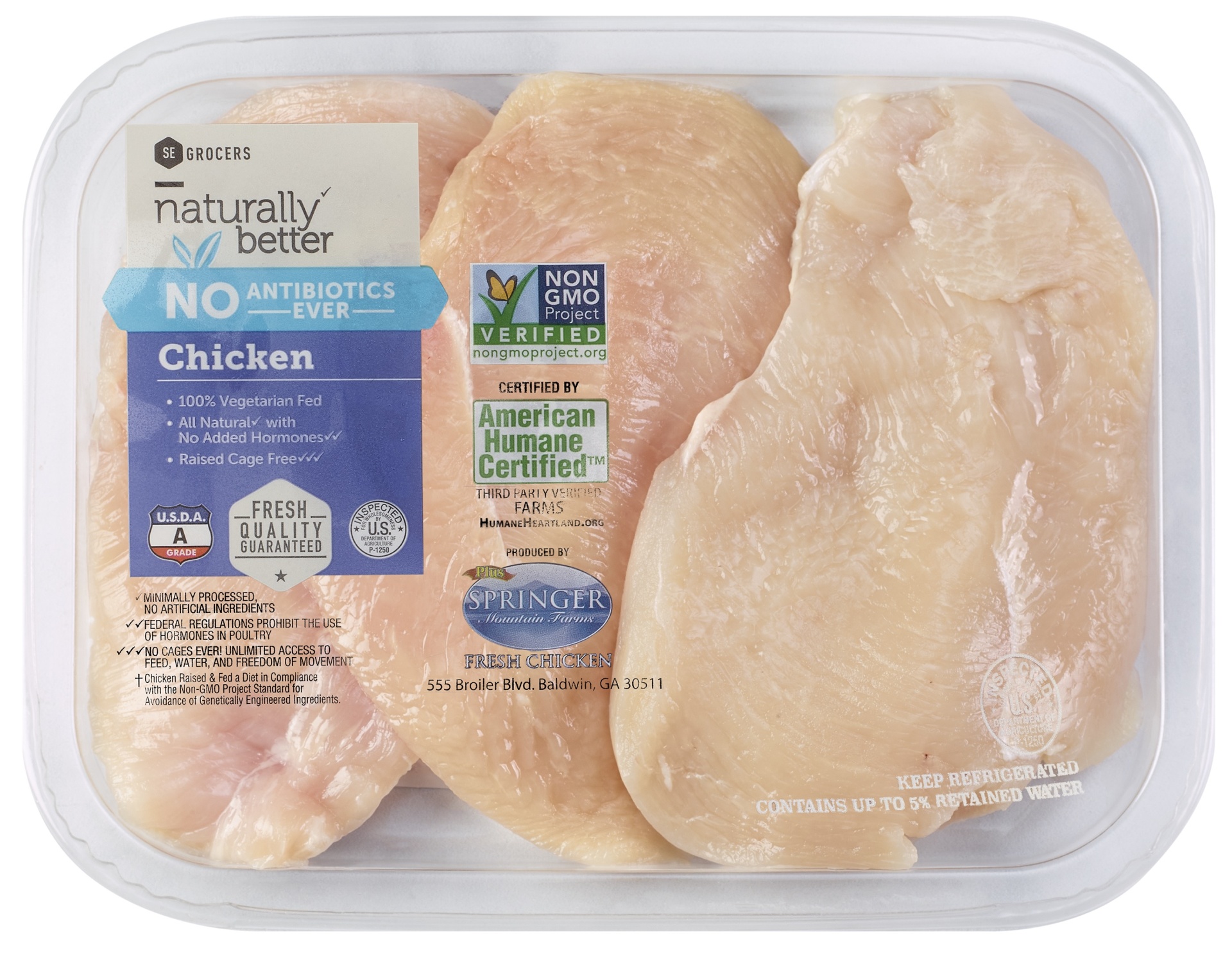 slide 1 of 1, Springer Mountain Farms Thin Sliced Chicken Breast, per lb