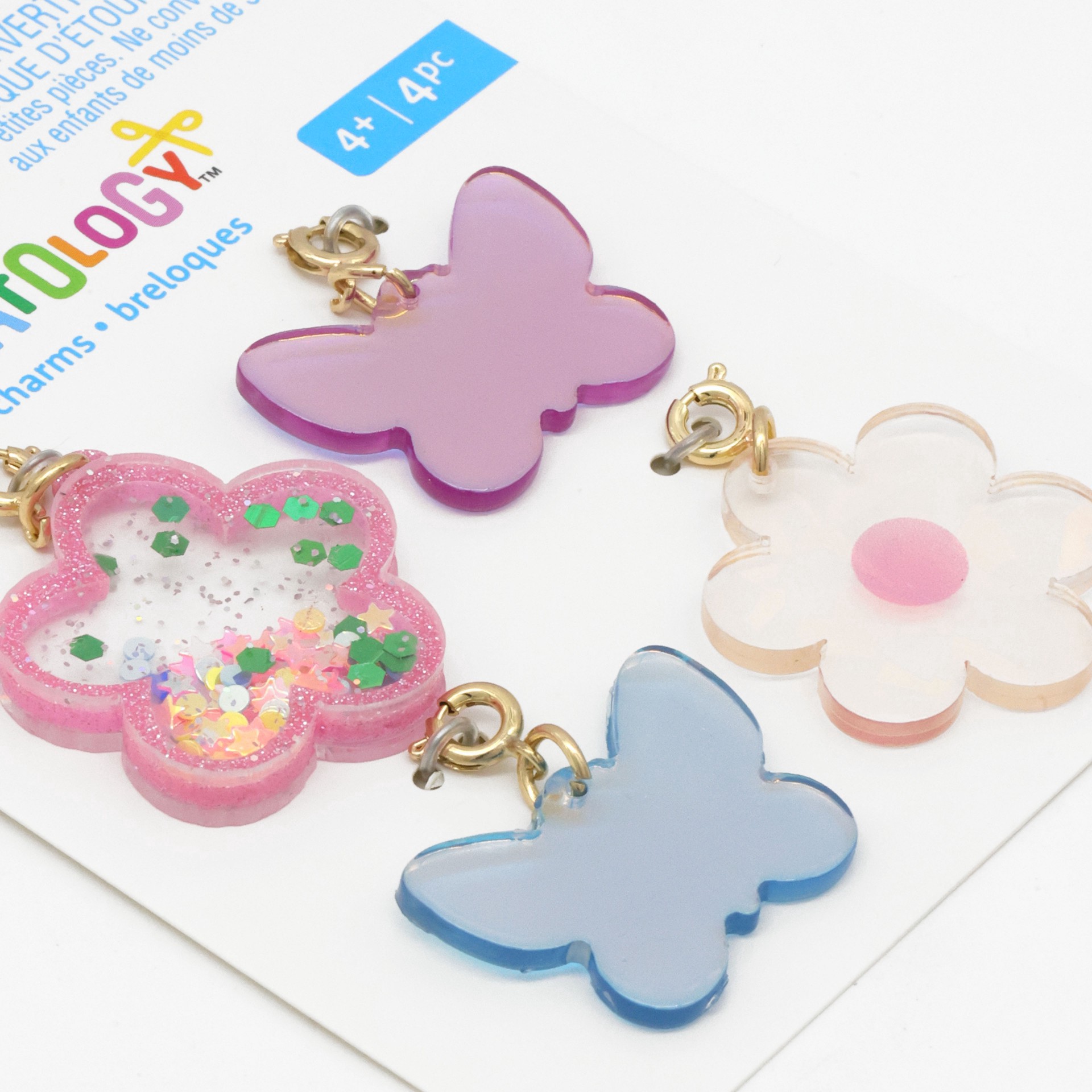slide 2 of 3, Butterfly & Flower Charms By Creatology, 4 ct