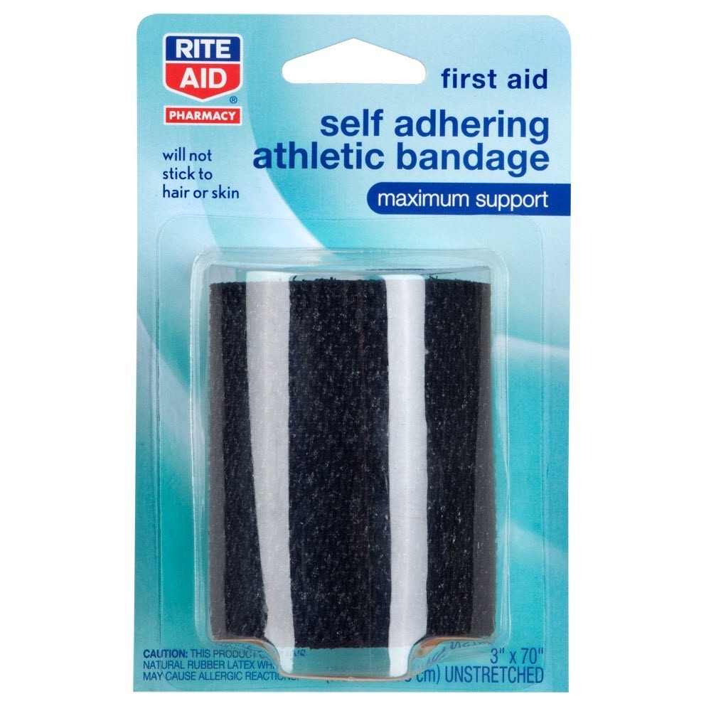slide 1 of 1, Rite Aid First Aid Self Adhering Athletic Bandage, Maximum Support, 3 in x 70 in