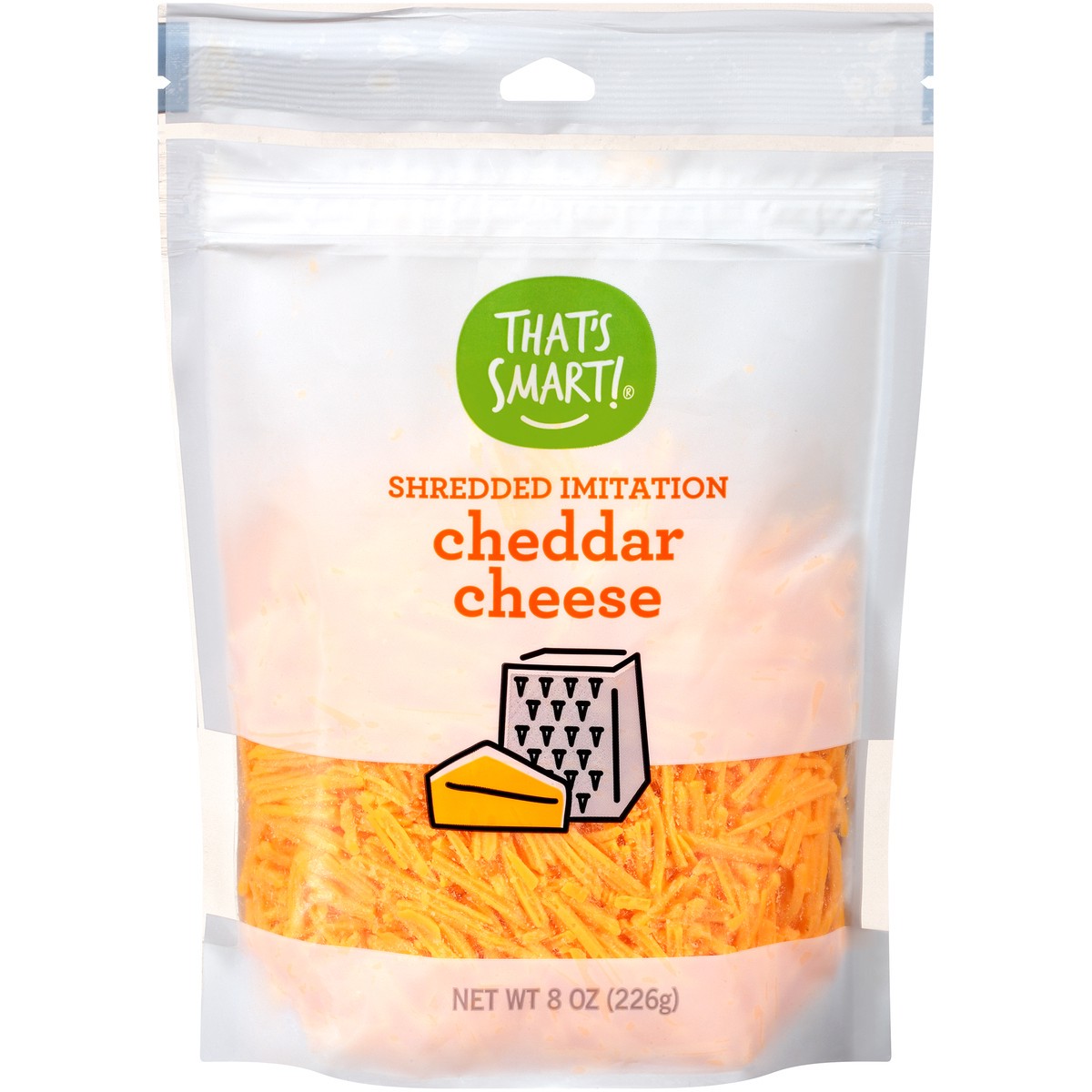 slide 1 of 9, That's Smart! Cheddar Shredded Imitation Cheese, 8 oz