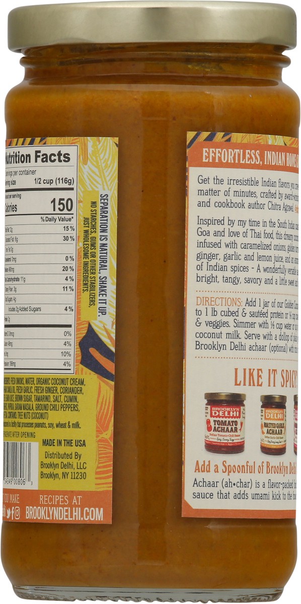 slide 12 of 13, Brooklyn Delhi Mild Golden Coconut Curry Indian Simmer Sauce 12 oz Jar, 12 oz