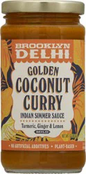 Brooklyn Delhi Mild Golden Coconut Curry Indian Simmer Sauce 12 oz Jar