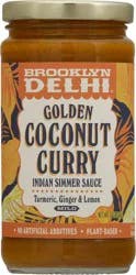 Brooklyn Delhi Mild Golden Coconut Curry Indian Simmer Sauce 12 oz Jar