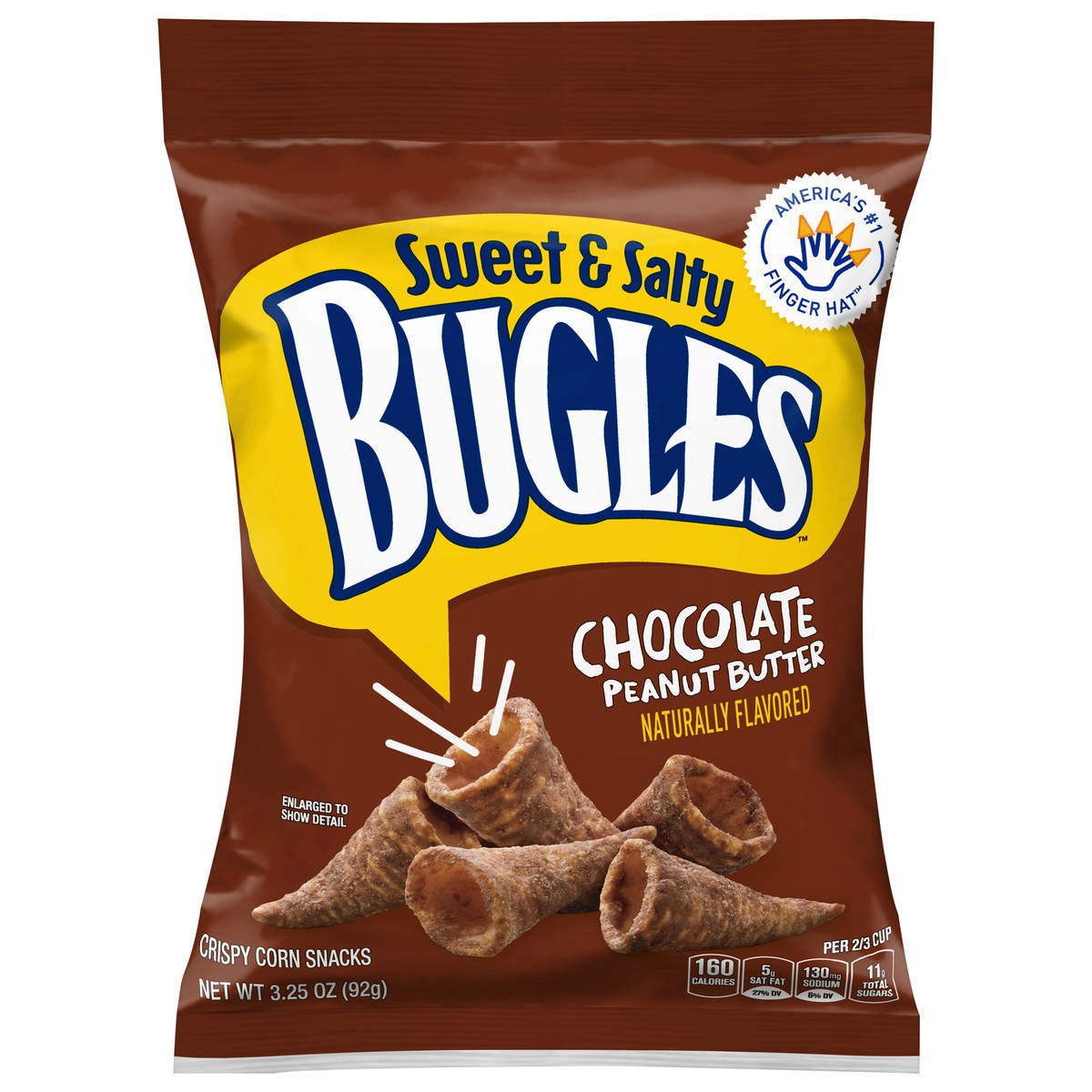 slide 1 of 13, Bugles Sweet & Salty Chocolate Peanut Butter Crispy Corn Snacks, 3.25 oz, 3.25 oz