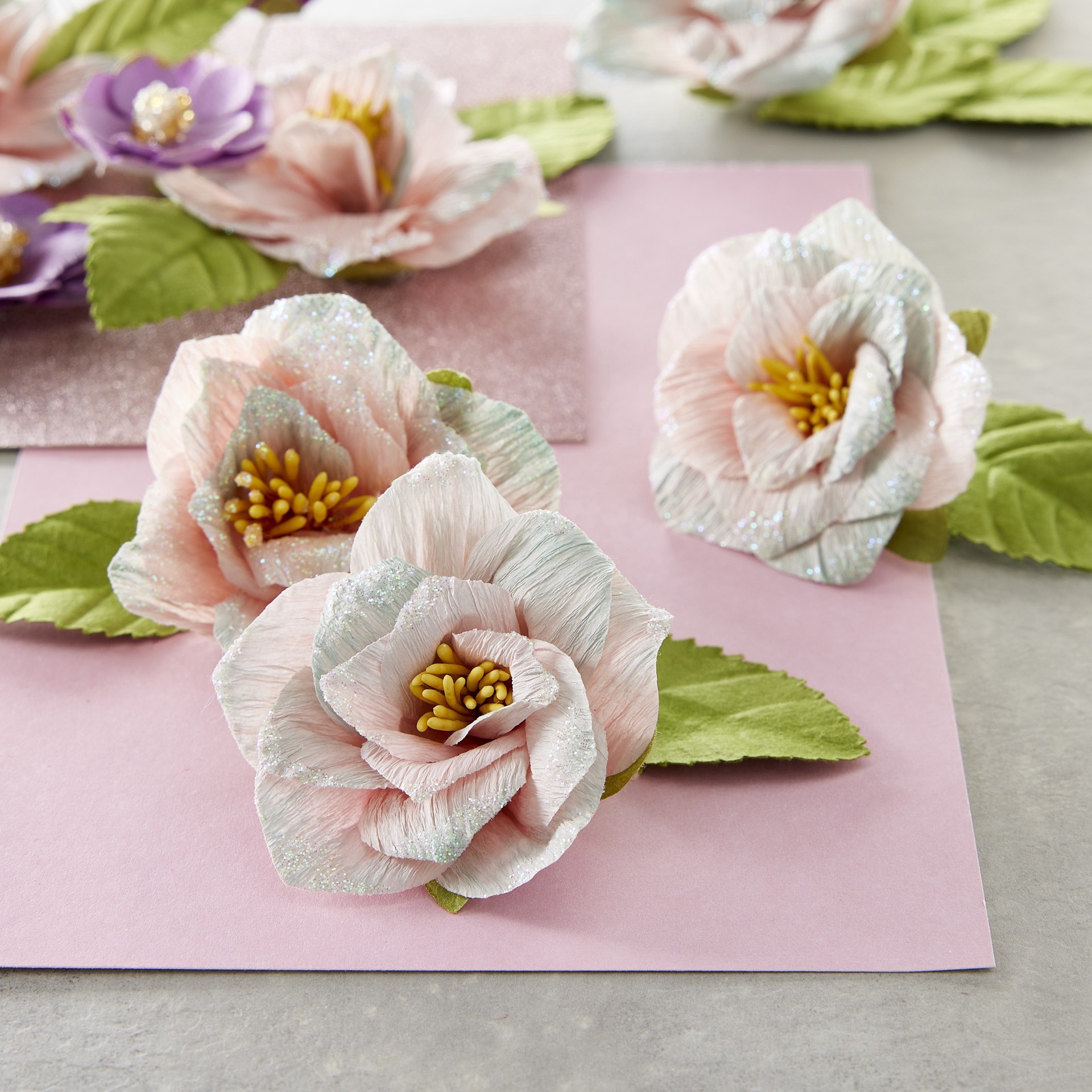 slide 3 of 3, Unicorn Crepe Flowers By Recollections, 6.75 in x 4 in x 1.5 in