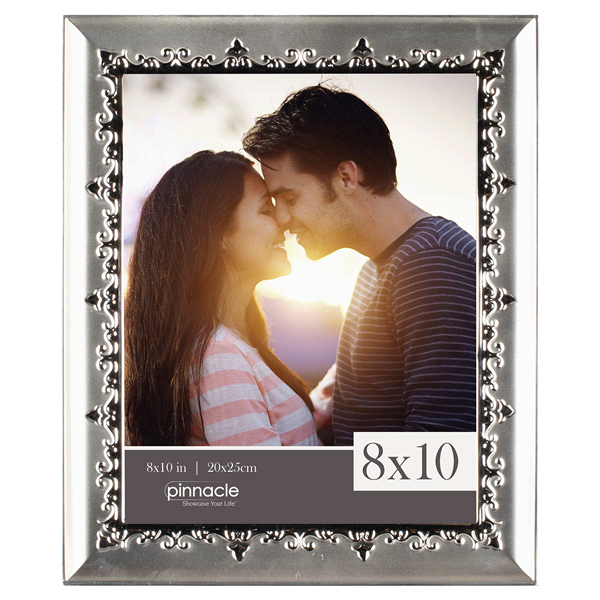 slide 1 of 1, Pinnacle 8 x 10 Brushed Silver Embossed Frame, 1 ct